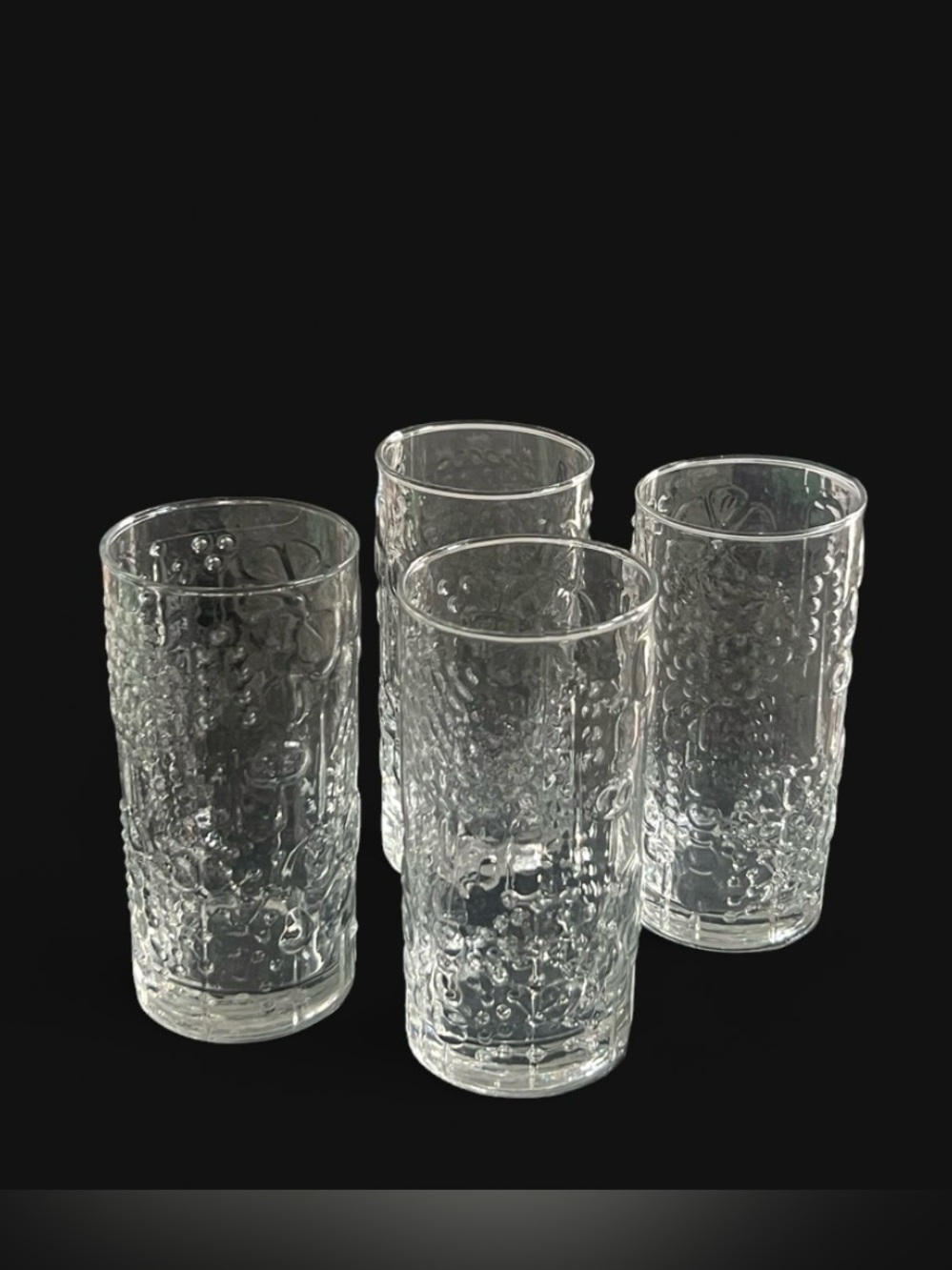 Set of 4 Vintage MCM littala Finland Oiva Toikka Nuutajarvi Flora Glasses 5.25”